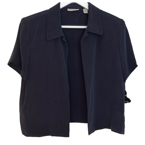 Valerie Stevens NWT 100% silk vintage navy short sleeve jacket 8 - Picture 1 of 11